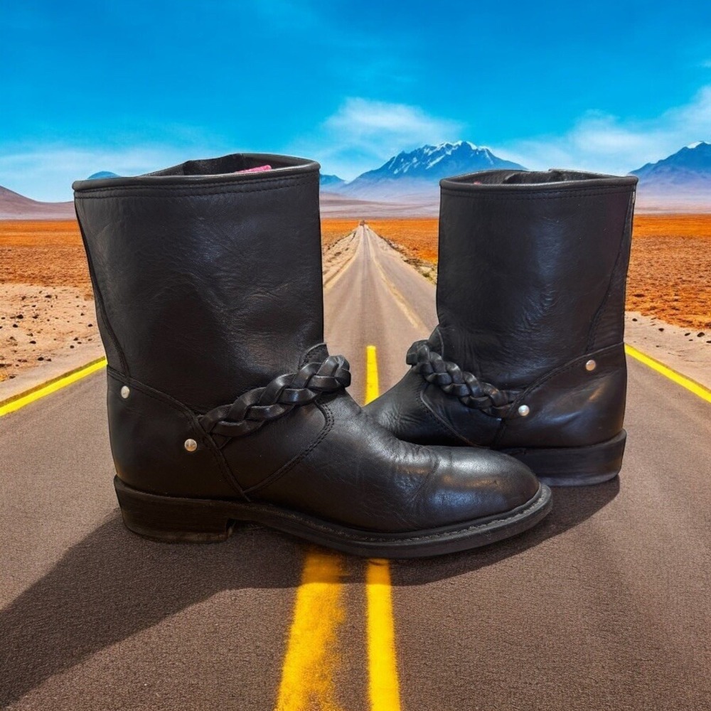 RARE-GOLDEN GOOSE Bikers Deluxe‎ Brand Braided Black Leather Buckle Boots Moto 6 - Picture 5 of 9